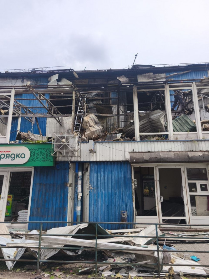 У екоінспекції показали наслідки ворожого удару КАБами по ринку і торгівельному центру у Запоріжжі