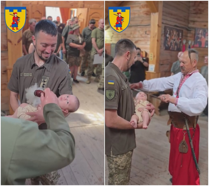 Обряд на Хортиці: у Запоріжжі військового разом із сином посвятили у козаки (відео)