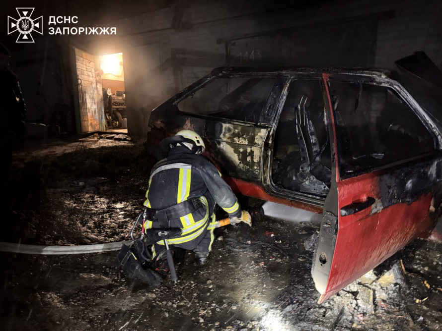 Вогонь охопив легковик — у Запоріжжі біля гаражу загорівся автомобіль (фото)