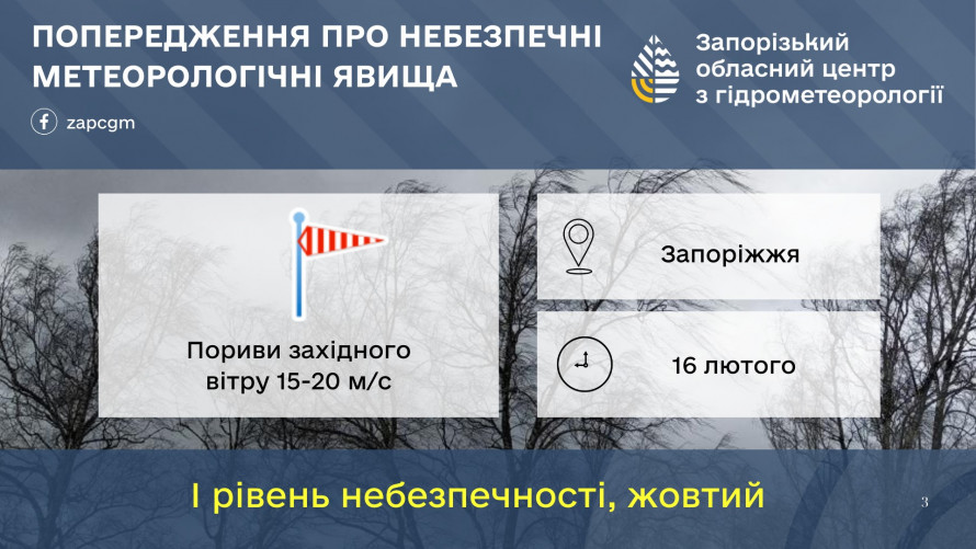 Тепліше, але зі снігом: якою буде погода на Запоріжжі наступного тижня