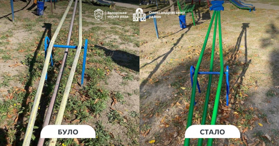 Відновили після обстрілу – у Запоріжжі знову відкрили дитячий майданчик (фото)