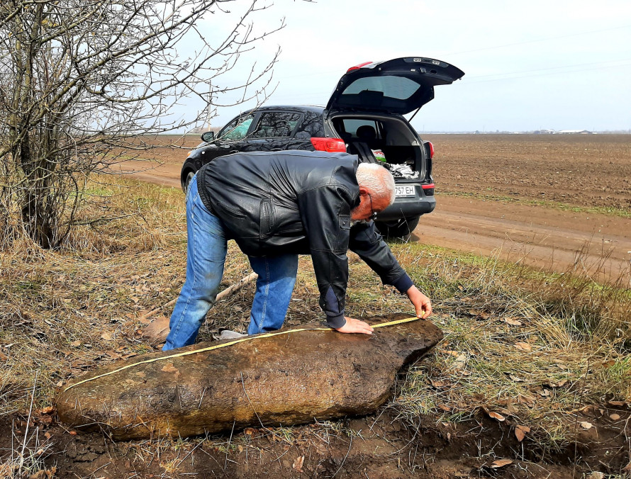 Лежала в посадці біля кургану: у Запорізькому районі знайшли стелу віком понад шість тисяч років (фото)