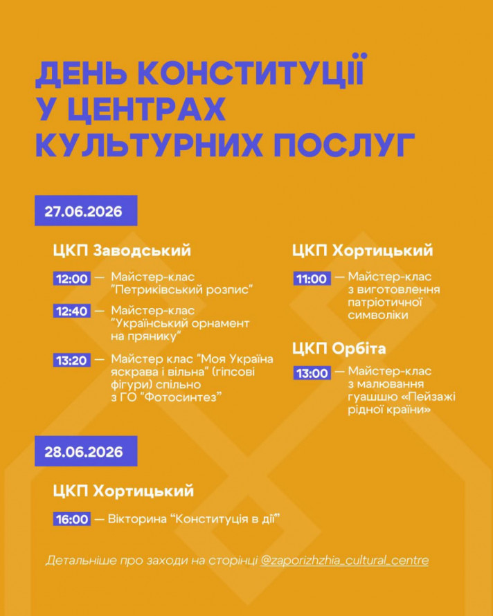 Кіно, концерти та майстер-класи: як відзначити у Запоріжжі День Конституції України