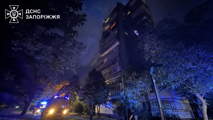 Полум'я спалахнуло на 10 поверсі: у Запоріжжі пожежники врятували чоловіка і песика (фото, відео)