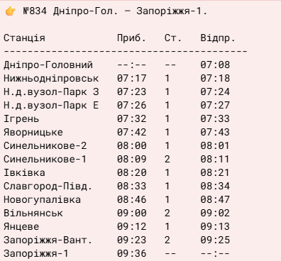 Із Запоріжжя запустили додаткову електричку до Дніпра: розклад
