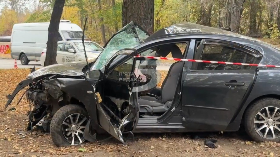 Пасажир загинув на місці - у Запоріжжі авто врізалося в дерево (фото, відео)