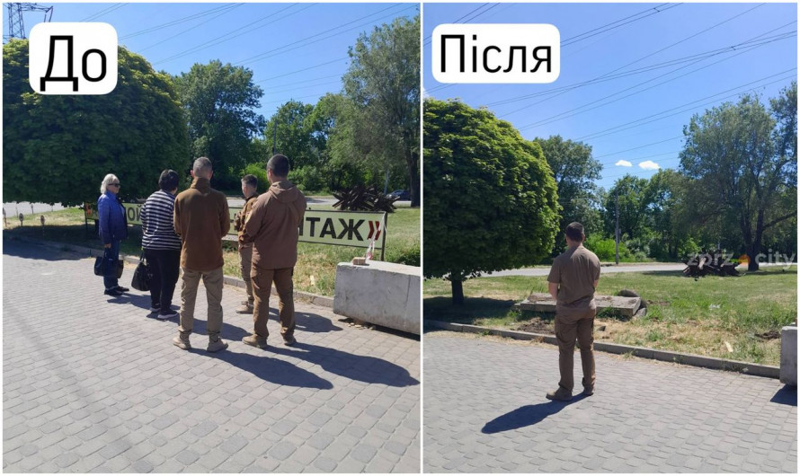 У Запоріжжі прибрали незаконну рекламу, встановлену на узбіччі (фото)