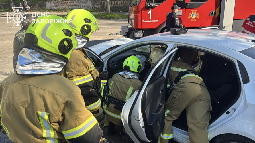 У Запоріжжі авто врізалося в дерево: рятувальники деблокували водія (фото)