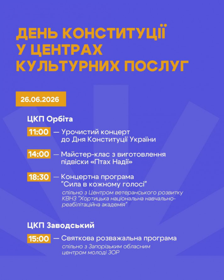 Кіно, концерти та майстер-класи: як відзначити у Запоріжжі День Конституції України