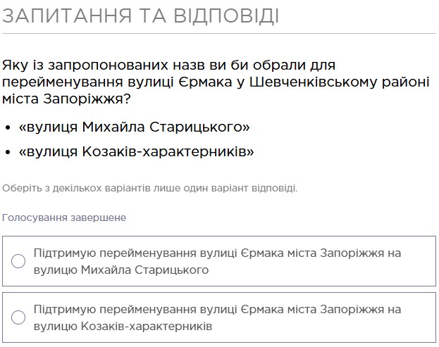 Без вулиці Єрмака: запоріжці визначилися з новою назвою