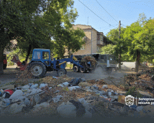 У дворі в історичній частині Запоріжжя влаштували величезне стихійне сміттєзвалище