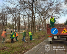 Завдячують теплій зимі - у Запоріжжі комунальники прибрали один з парків (фото)