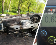 У Запоріжжі нетверезий водій без прав врізався в огорожу, авто перекинулося на дах та загорілося, люди не постраждали.