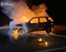 Спалахнув моторний відсік - на трасі під Запоріжжям загорілася автівка (фото)