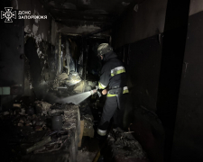 Під час пожежі в запорізькій багатоповерхівці люди опинились заблокованими у квартирі - фото