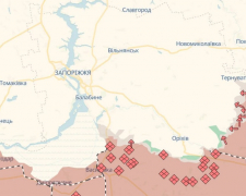 Карта бойових дій, Запорізький напрямок, 1 серпня 2026 року