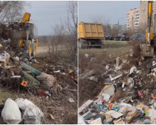 У Хортицькому районі Запоріжжя сміттєву яму розгрібали екскаватором