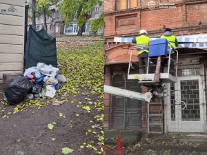 У Запоріжжі прибирали сміття з вулиці та незаконні рекламні конструкції з фасадів (фото, відео)