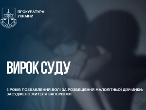 Шість років в'язниці отримав житель Запоріжжя за розпусні дії щодо дівчинки, фото: Запорізька обласна прокуратура 