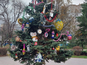 В одному з районів Запоріжжя прикрасили новорічну ялинку - фото