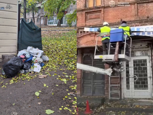 У Запоріжжі прибирали сміття з вулиці та незаконні рекламні конструкції з фасадів (фото, відео)
