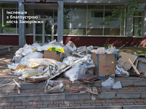 Склав гору сміття просто на сходах – у Запоріжжі підприємець «перегородив» прохід (фото)