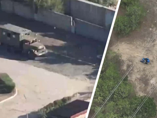 На Запорізькому напрямку прикордонники знищили мотоцикл і "Урал" окупантів дронами (відео)