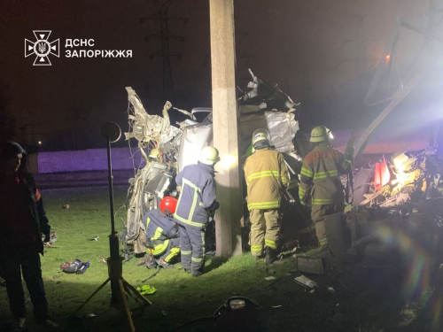 Водій загинув, пасажир в лікарні - у Запоріжжі автівка влетіла в електроопору (фото)