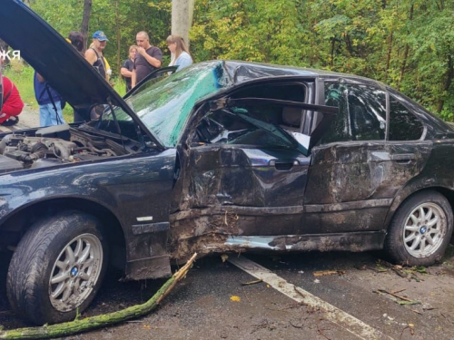 У Запоріжжі BMW влетів у дерево - постраждали водій та пасажирка (фото)