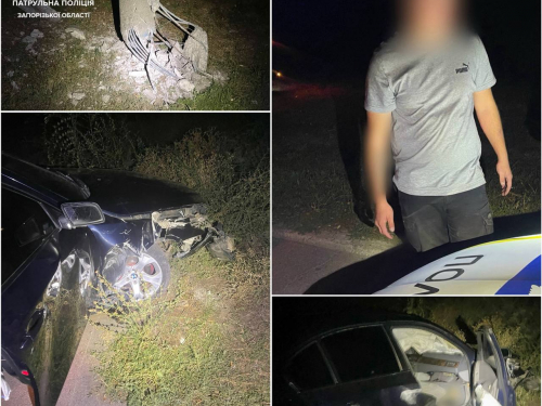 BMW влетів в електроопору: у Запоріжжі водій без прав відмовився проходити огляд