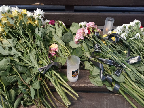 Квіти в пам'ять загиблих жінок: як сьогодні виглядає місце ворожого удару по зупинці в Запоріжжі (фото)