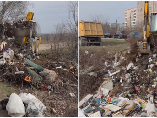 У Хортицькому районі Запоріжжя сміттєву яму розгрібали екскаватором