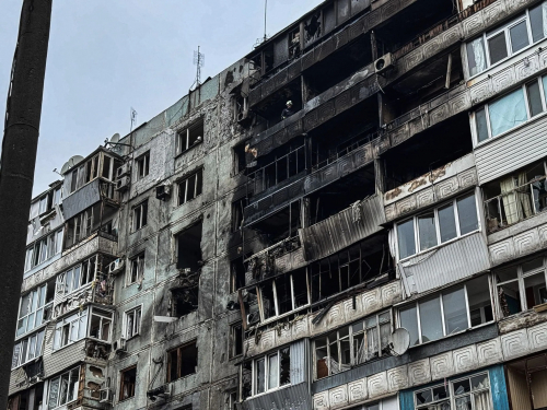 Пошкоджений ударом дрона будинок у Вознесенівському районі Запоріжжя