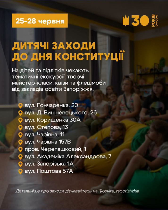 Кіно, концерти та майстер-класи: як відзначити у Запоріжжі День Конституції України