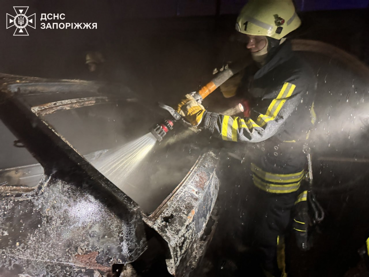 Вогонь охопив легковик — у Запоріжжі біля гаражу загорівся автомобіль (фото)
