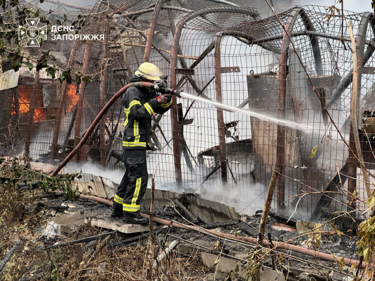 У Парку енергетиків у Запоріжжі горіло приміщення з човновим обладнанням. Фото: ДСНС