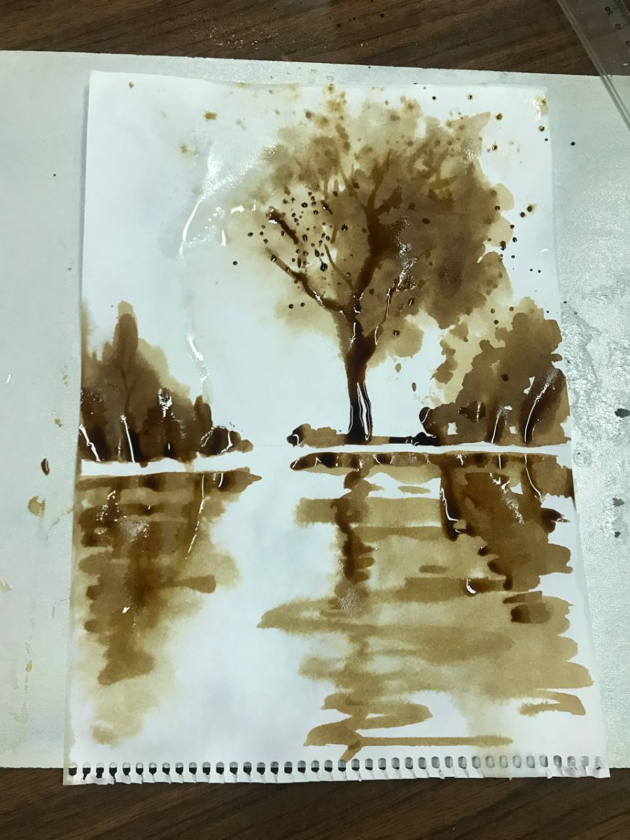 У Запоріжжі журналісти вчилися малювати пейзаж кавою — фото
