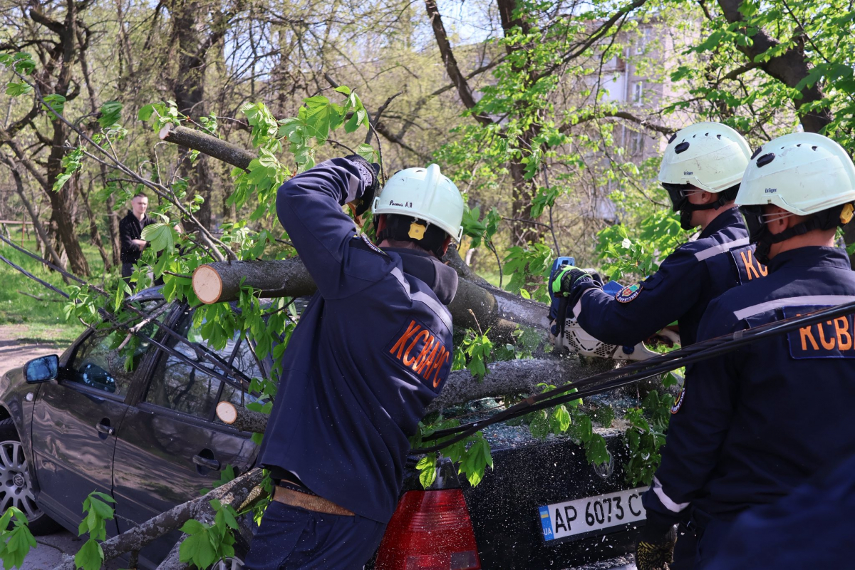 Зруйнована арка та пошкоджений дах філармонії: у Запоріжжі триває ліквідація наслідків буревію (фото, відео)