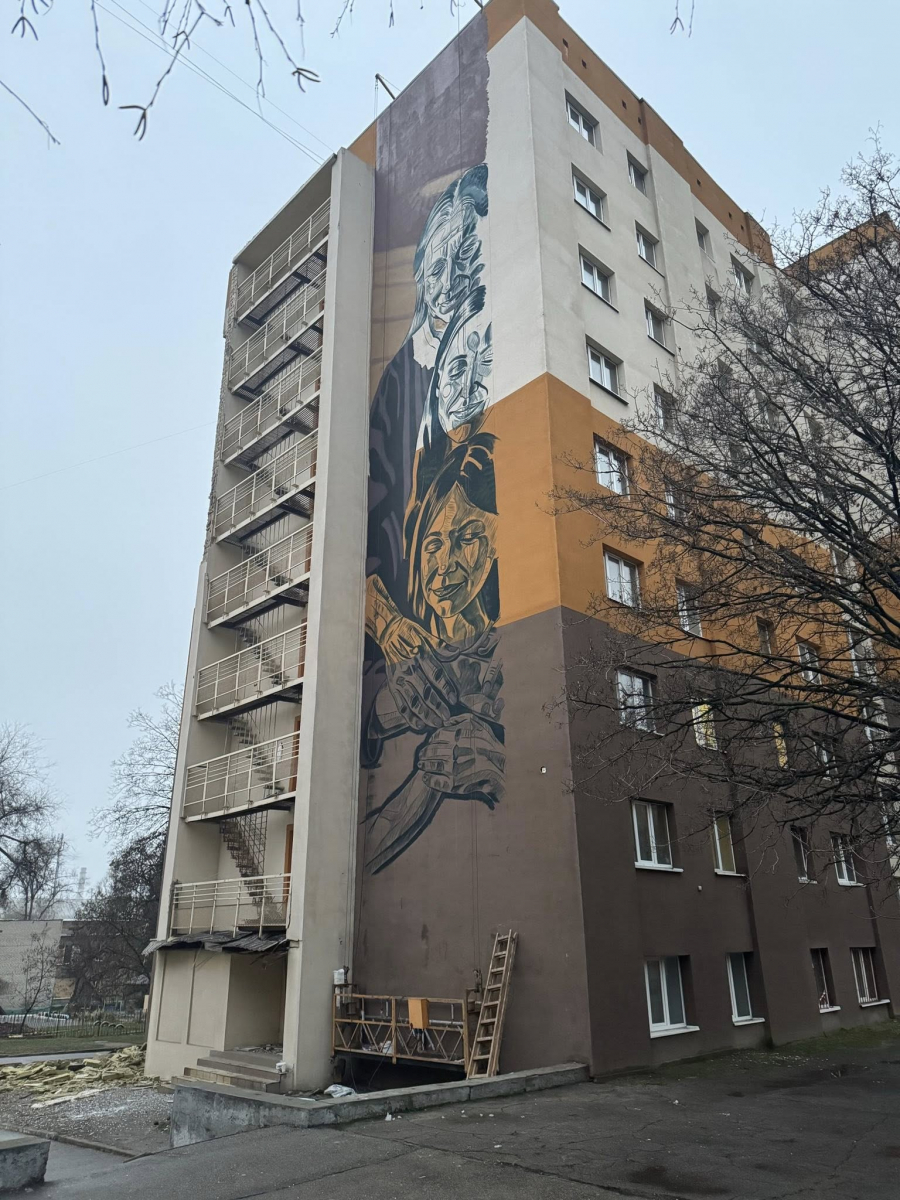 У Запоріжжі на гуртожитку університету, пошкодженому шахедом, завершили створення муралу (фото)