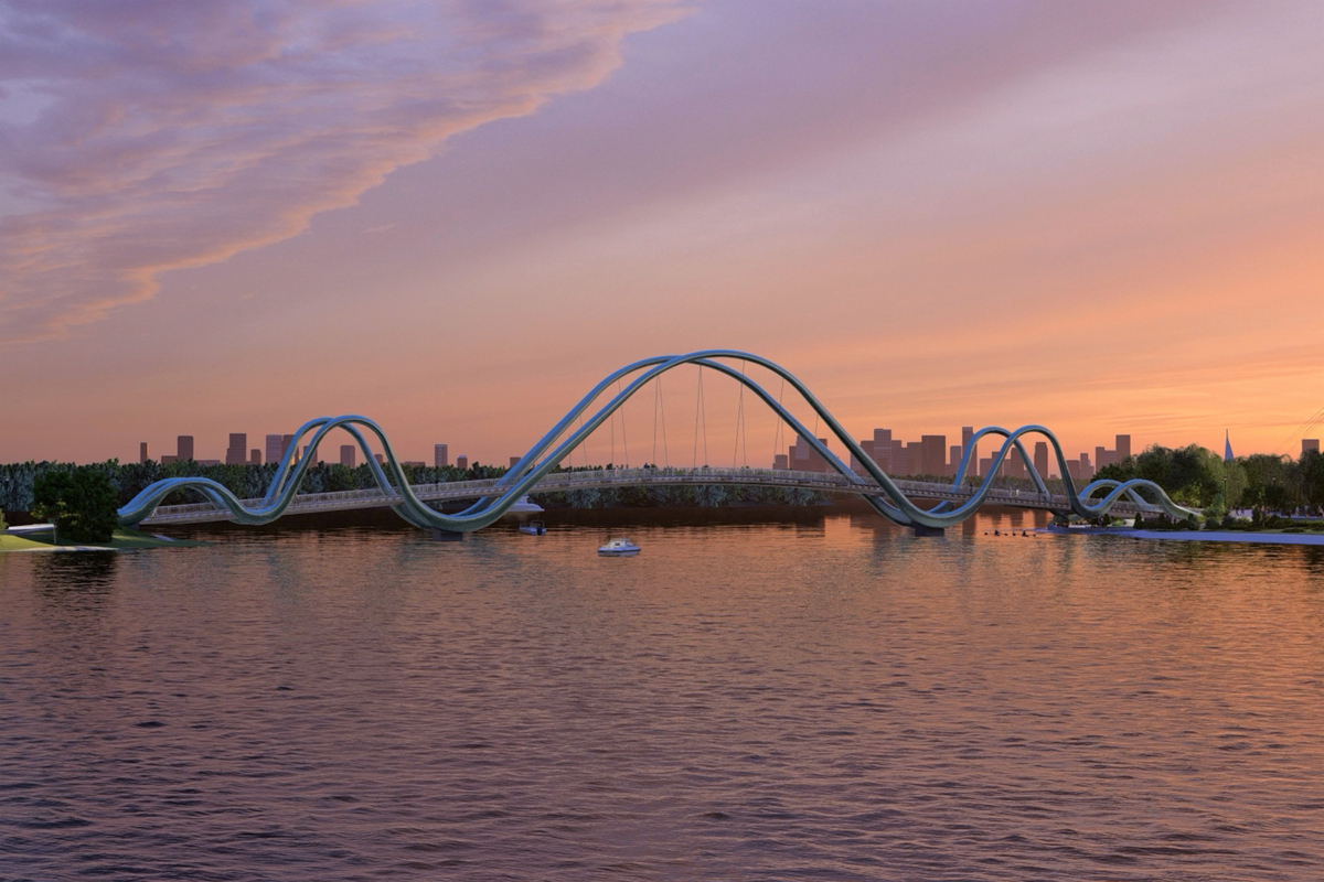 Зроблено на «Азовсталі»: в Києві поновили будівництво унікального моста-хвилі