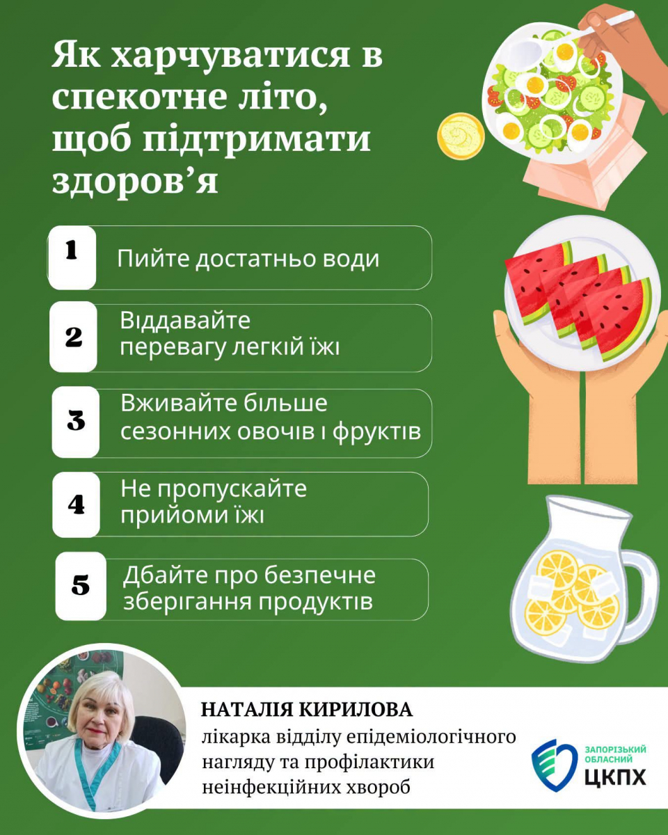 Як зберегти здоров'я в спеку, фото: Запорізький обласний центр контролю та профілактики хвороб 