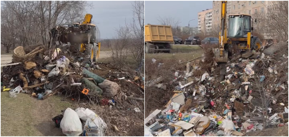 У Хортицькому районі Запоріжжя сміттєву яму розгрібали екскаватором