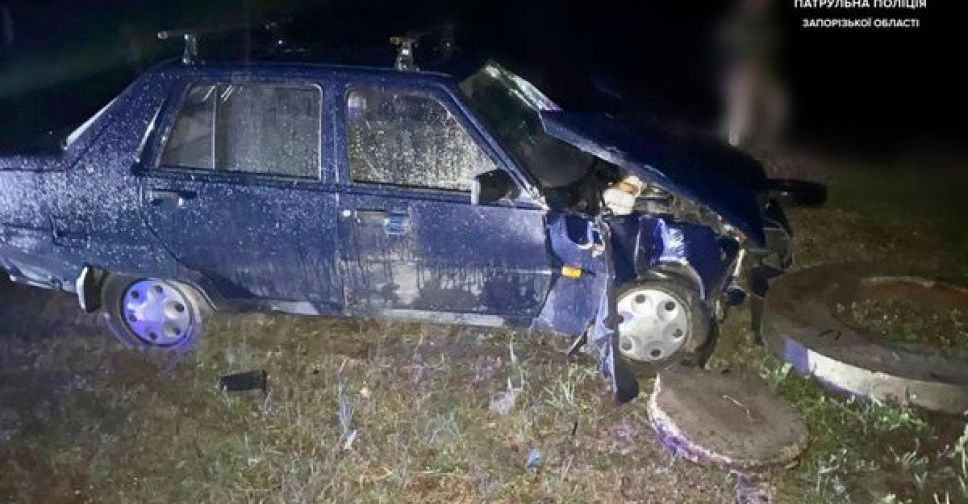 У Запоріжжі п'яний водій не впорався з керуванням авто і врізався в бордюр - фото