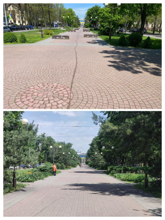 На бульвар у центрі Запоріжжя повернули лавки: фото